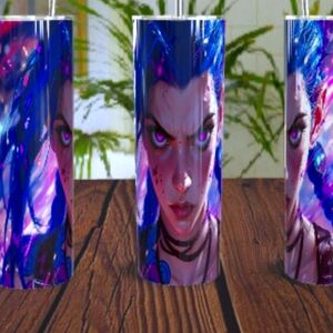 Vibrant Blue and Purple arcane Character Tumbler